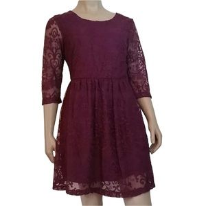 Mimi Chica Mauve Lace Boho Dress SZ M